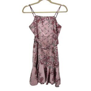 Bardot Junior Girls 14 Dress Linen Blend Paisley Pink Belted Sleeveless Party